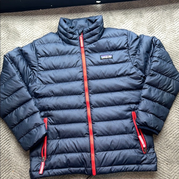 Patagonia Other - Patagonia Kids Down Sweater Size Large Small 7/8 Navy Blue Insulated Coat Jacket